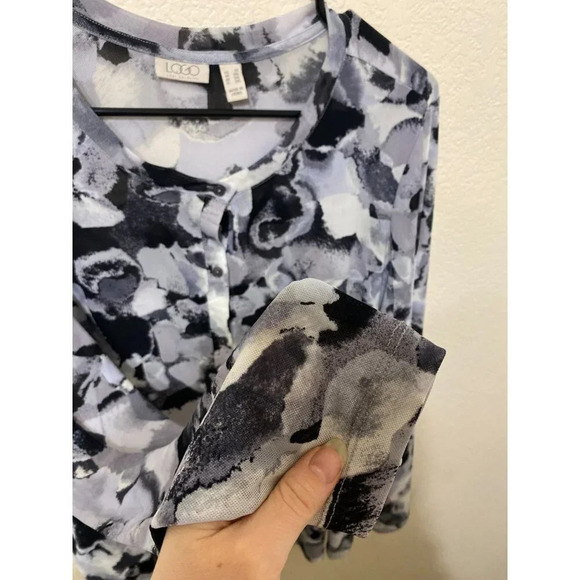 Logo by Lori Goldstein mesh button down abstract witchy gothic dark academia 2X - Picture 4 of 10